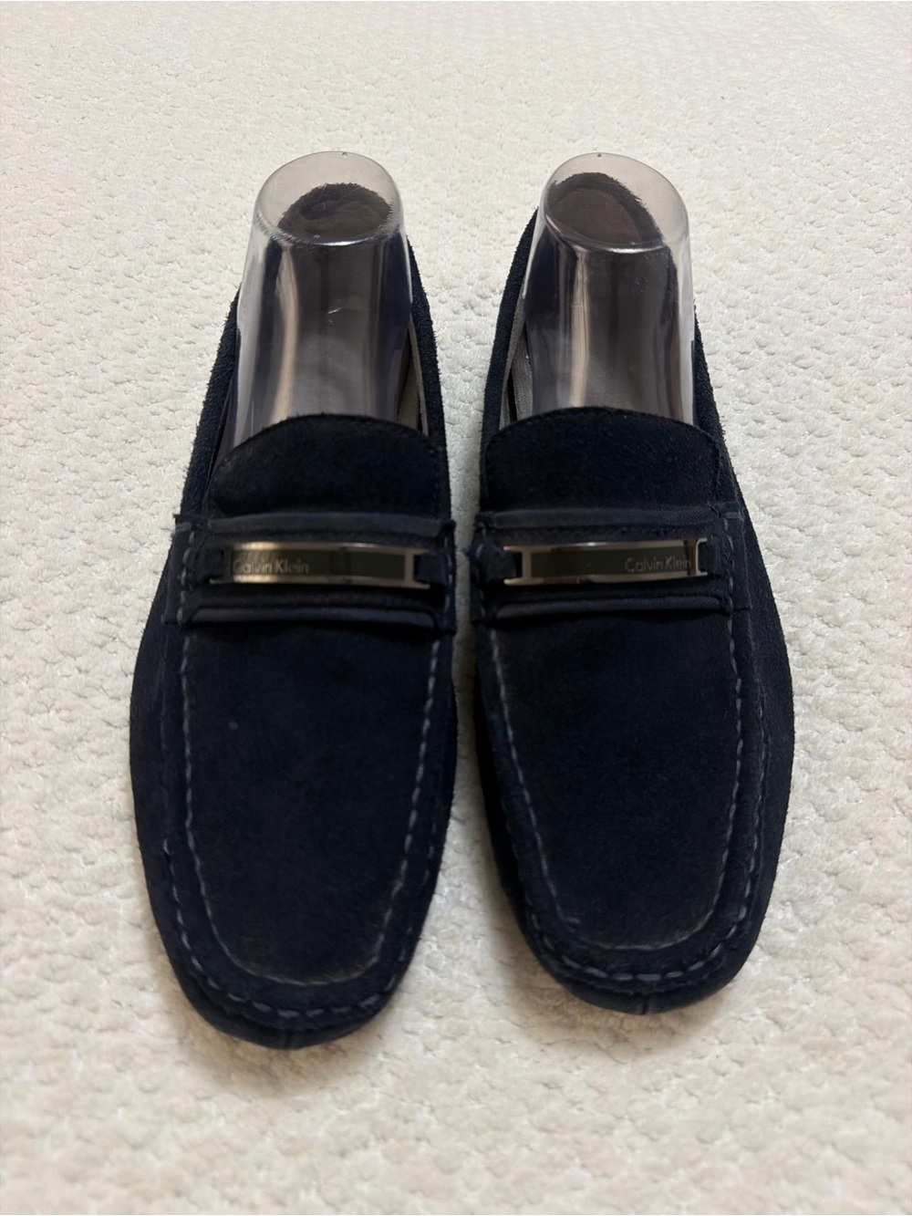 Calvin Klein Miden Blue Suede Slip On Casual Moc Driving Loafer Shoes Mens Sz 11